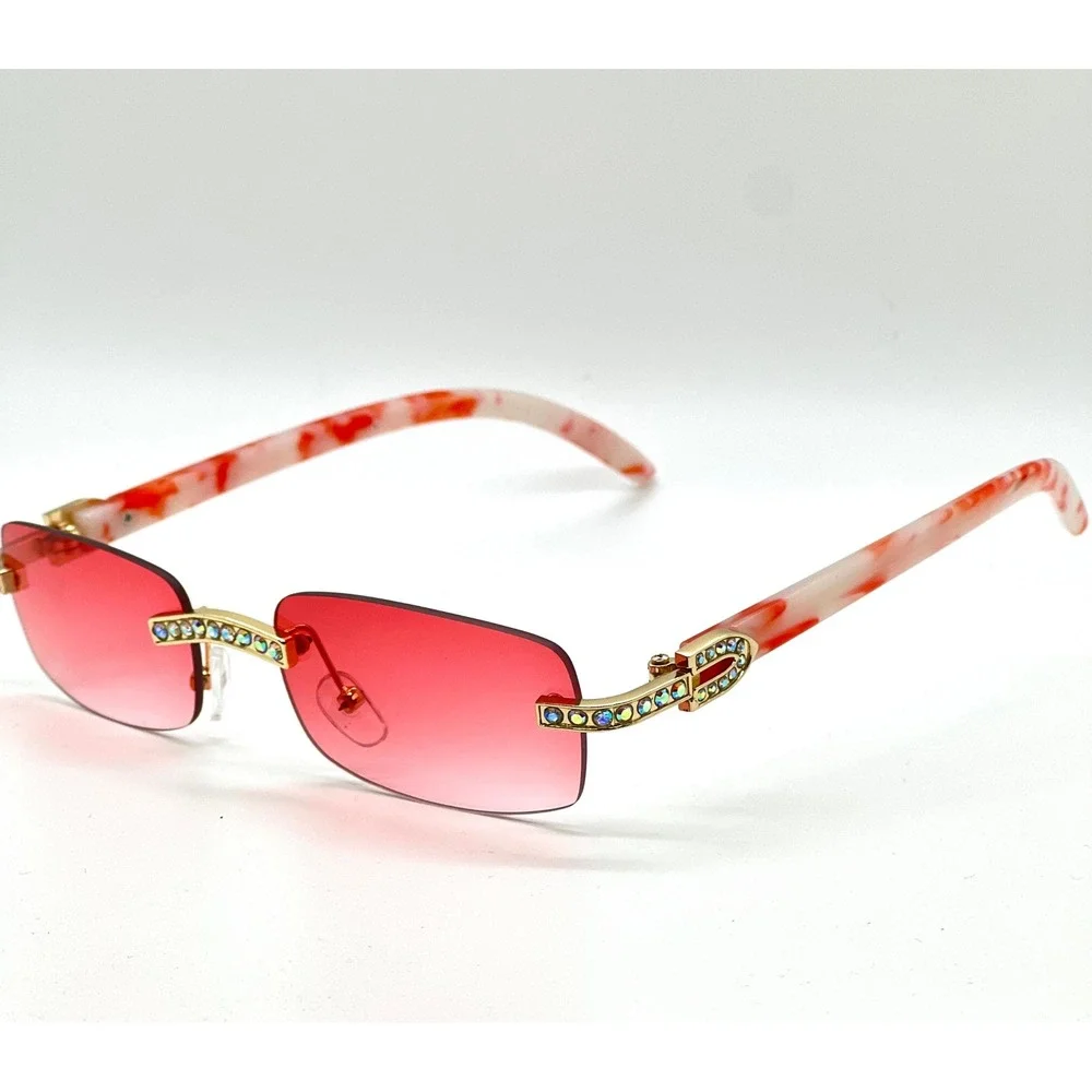 Mens Sunglasses Gold Crystal Marble designer inspired sparkling Cystals Chic New
